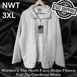 NEW Womens The North Face Ridge Fleece Full Zip 3XL Gardenia White FREE SHIPPING